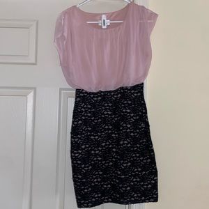 Light pink with back lace cocktail dress!